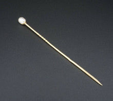 Antique 18k Natural Pearl Lapel Pin Yellow Gold Baroque Gray 3" Unique 4mm M1502