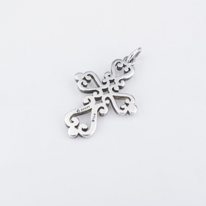 James Avery Spanish Mission Scrolled Heart Cross Pendant Sterling Silver CHS1973