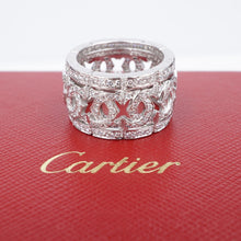 Cartier 18k Diamond Ring Entrelaces Double C Cigar Band Sz 7.25 Euro 55 RG4233