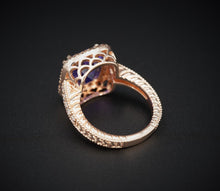 14k Rose Gold 6.25 carat Tanzanite Diamond Halo Cocktail Ring Size 7 CO1054