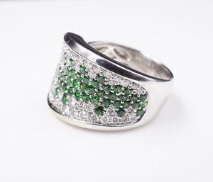 2 carat Diamond Tsavorite Garnet Ring Pave 18k White Gold Size 8.25 RG1665