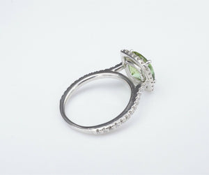 Green Tourmaline Diamond Halo Ring Platinum 3 carat Size 5.75 RG3236