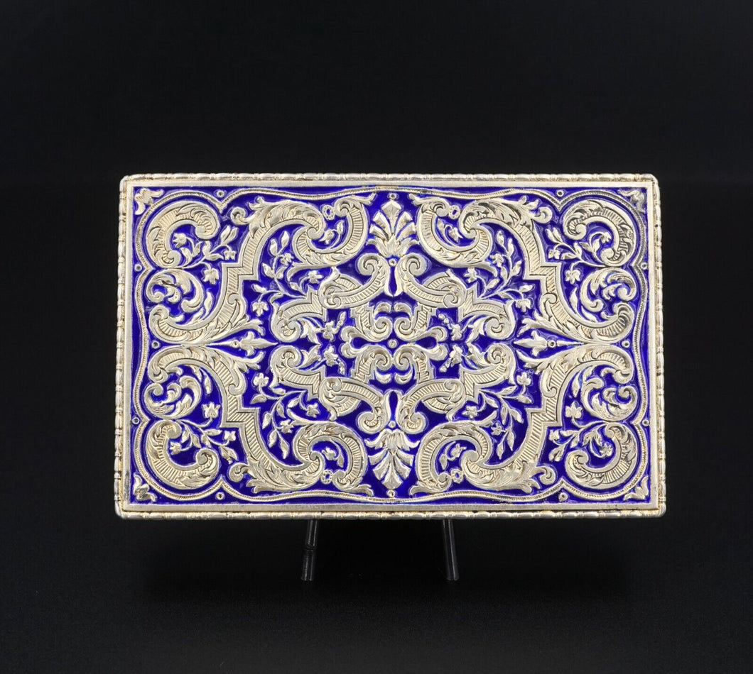 Antique Sterling Silver Enamel Snuff Box Austrian 935 Trinket 3