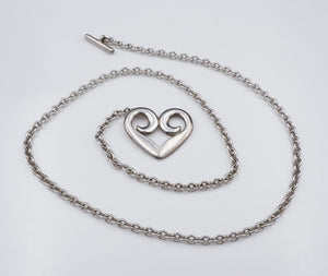 James Avery Scroll Heart Toggle Necklace Pendant Sterling Silver 17" NS2107