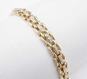 Vintage 14k 1 carat Diamond Bracelet Panthere Link Yellow Gold 7" 28g BG862
