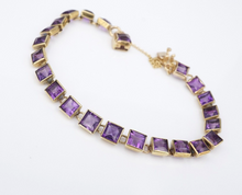 Antique Amethyst Tennis Bracelet 11ct 14k Yellow Gold 6.25" BG854