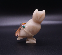 Zuni Carved Fetish Owl Alabaster Stone Feather 2.5" Artisan M1900