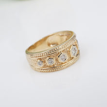 14k Diamond Ring Band Wedding Anniversary Yellow Gold Etruscan Size 6.5 RG4090