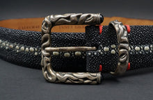 Claudio Calestani Sterling Silver Galuchat Leather Belt Buckle Janet Brown M261