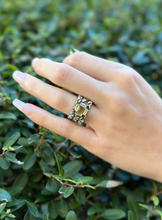 Dian Malouf Ring Sterling Silver 14k Citrine Cross Cigar Band Size 5.75 RS3476