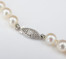 Vintage 14k Pearl Strand Necklace White Gold 7.5mm 25" Free Shipping NG1442