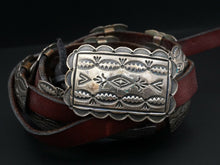 Navajo Andy Cadman Sterling Silver Leather Concho Belt 38" Stamped M1210