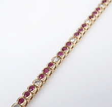 14k Ruby Diamond Tennis Bracelet Vintage Yellow Gold 4.5 carat Bezel 7.5" BG965