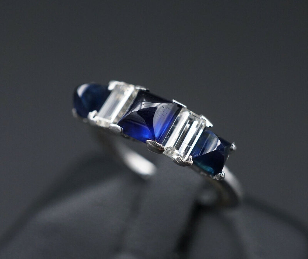 Modernist Sapphire Diamond Ring Platinum 2.5ct Natural Blue Size 5 RG2666