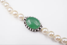 14k White Gold Green Jade Diamond Halo Pearl Convertible Necklace 32" 8mm CO327