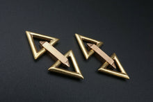 Solid 14k Yellow Rose Gold Sloan & Co Geometric Triangle Cufflinks M1503
