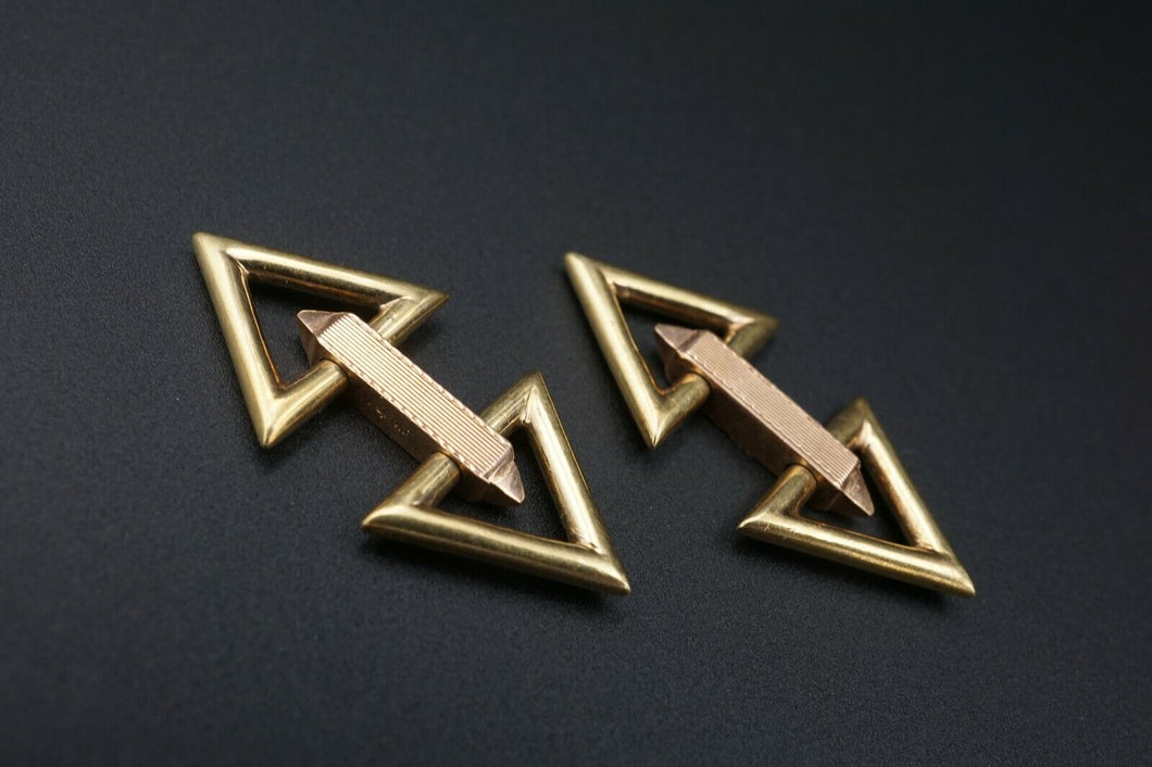 Solid 14k Yellow Rose Gold Sloan & Co Geometric Triangle Cufflinks M1503