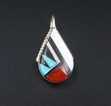 Zuni Cleo Kallestewa Sterling Silver MOP Turquoise Onyx Inlay Pendant PS2083