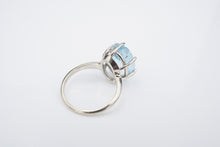 14K White Gold Natural Aquamarine 6.5ct Cocktail Candy Ring Size 7.25 RG4039