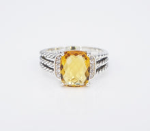 David Yurman Petite Wheaton Ring Diamond Citrine Sterling Silver 10mm 6 RS3514