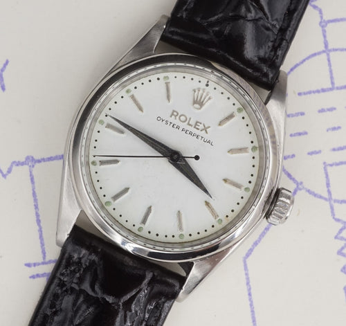 1959 Rolex Oyster Perpetual Watch Leather Strap 31mm Automatic 6548 W1145