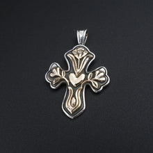 James Avery Hearts and Flowers Cross Pendant Sterling Silver 14k Retired PS2075