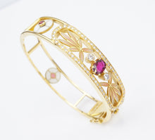 Masriera Ruby Diamond Bracelet Plique a Jour Red Floral Carpet 18k Gold 7 BG909