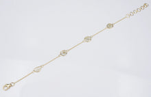 18k Diamond Slice Bracelet Slab 4 Station Yellow Gold 6-7" Adjustable BG710