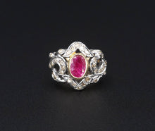 NWOT Sterling Silver 14k Gold Ruby Diamond Cocktail Ring Size 6.5 RS3263