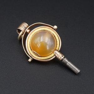 Antique Victorian 9k Gold Carnelian Watch Key Ball 1.7" PG1779