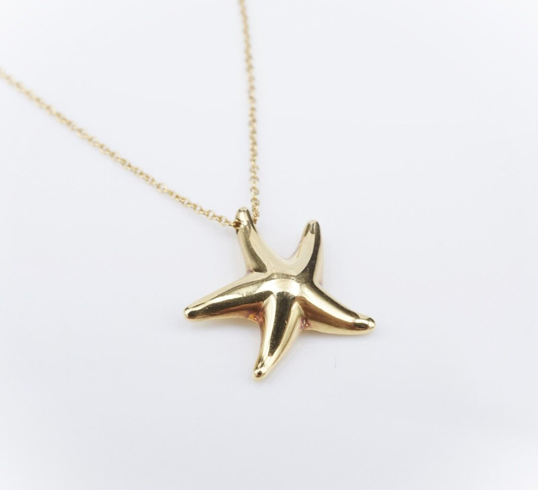 Tiffany & Co Elsa Peretti Starfish Necklace 18k Gold Pendant 16