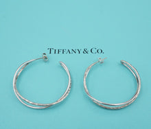 Tiffany Hammered Crossover Hoop Earrings Paloma Picasso Sterling Silver ES2517