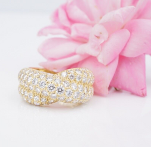 Van Cleef 18k Pave Diamond Ring Crossover Entrelacs Size 5.25 Euro 50 VCA RG4256