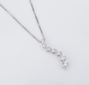 14k White Gold 1/2ctw Diamond Journey Pendant Necklace 18" GSI Cert NG1343