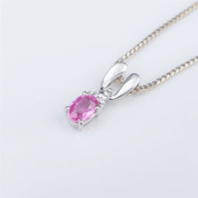 14k White Gold 2/3cttw Diamond Pink Sapphire Drop Pendant Necklace 18" NG1249