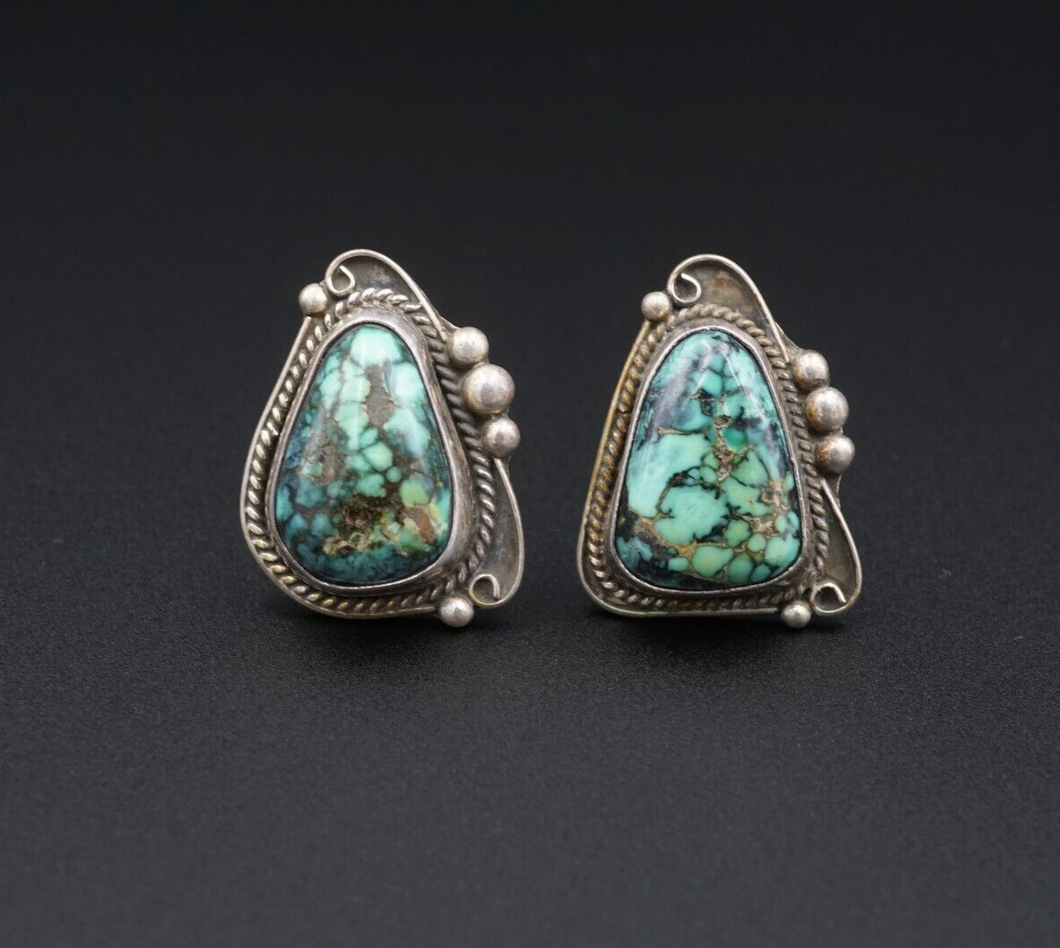 Native American Turquoise Cufflinks Sterling Silver Cabochon M1913