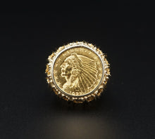 Vintage 14k 1927 $2.5 Indian Head Gold Coin Signet Ring Size 8 Artisan RG4291