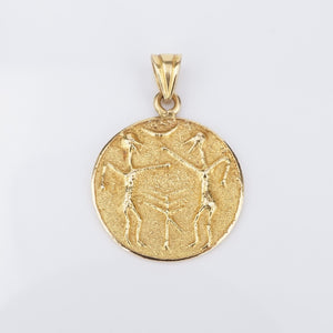 Vintage 18k Yellow Gold Ancient Dilmun Seal Charm Pendant Bahrain 1" PG1895