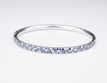 Tiffany & Co Pave Diamond Sapphire Metro Hinged Bangle Bracelet 18k 6.5" BG912