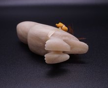 Zuni Carved Fetish Owl Alabaster Stone Feather 2.5" Artisan M1900