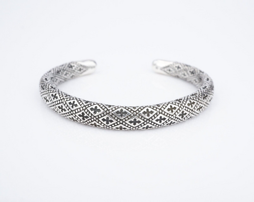 Designer Scott Kay Cross Cuff Bangle Bracelet Sterling Silver 6