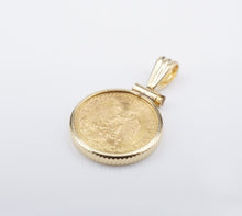 Vintage 1945 2 Pesos Gold Coin 14k Charm Pendant Yellow Gold 0.9" Mexico PG1905