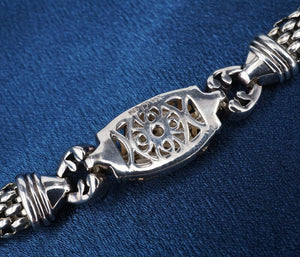 Diamond Sterling Silver 14K Gold Mesh Link Bracelet 7" Designer Italian BS2886