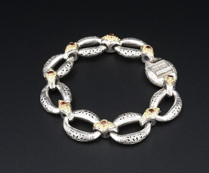 Konstantino Oval Link Chain Bracelet Sterling Silver 18K 6.5" Cable 16mm BS2958