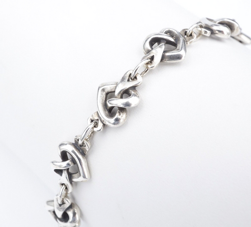 James Avery Scroll Heart Knot Link Bracelet Sterling Silver Retired 7