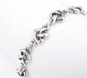 James Avery Scroll Heart Knot Link Bracelet Sterling Silver Retired 7" BS2973