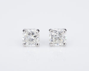 Tiffany Platinum Lucida Diamond Stud Earrings 2.19 carat VVS with Box EG2405