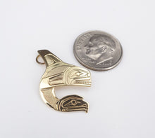 Chief Dorey Brotchie 14k Yellow Gold Killer Whale Eagle Pendant Inuit PG1805