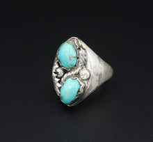 Navajo Artisan Signed Padilla Sterling Silver Turquoise Ring Size 10.5 RS3348