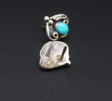 Vtg Navajo Turquoise Earrings Jim Calladitto Sterling Silver Post Stud ES2388